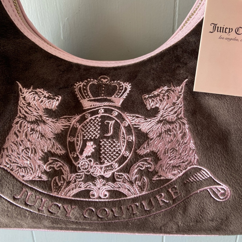 Juicy Couture Scottie dogs classic logo Pink and Brown Shoulder Bag - Picture 3 of 5